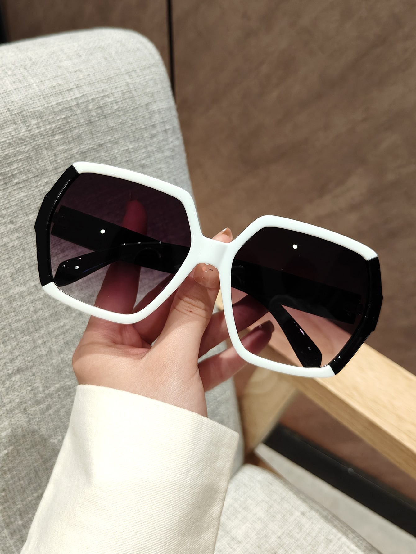Women Accessories Business - Black & White Geometric Women's Glasses,