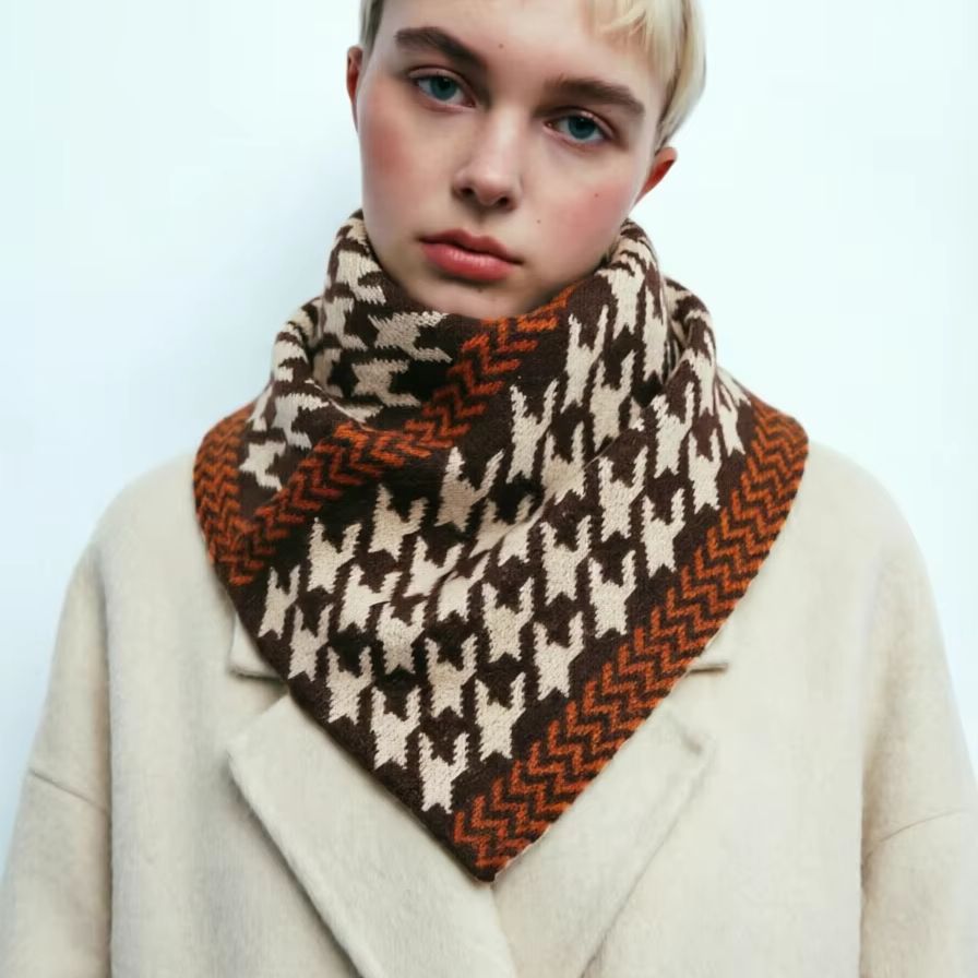 Warm Neck Houndstooth Knit Tri - Women'S Korean Accessories 评论和价格